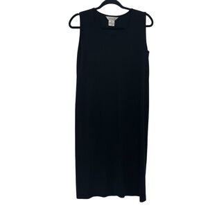 MISOOK Classic Black Sleeveless Midi Dress Tight Knit Acrylic Size Medium